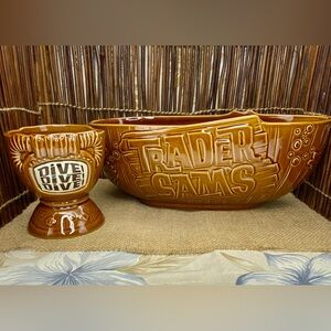 Disney Trader Sam’s Polynesian Tiki Bowl Set Chip and Dip Punch Bowl Mug